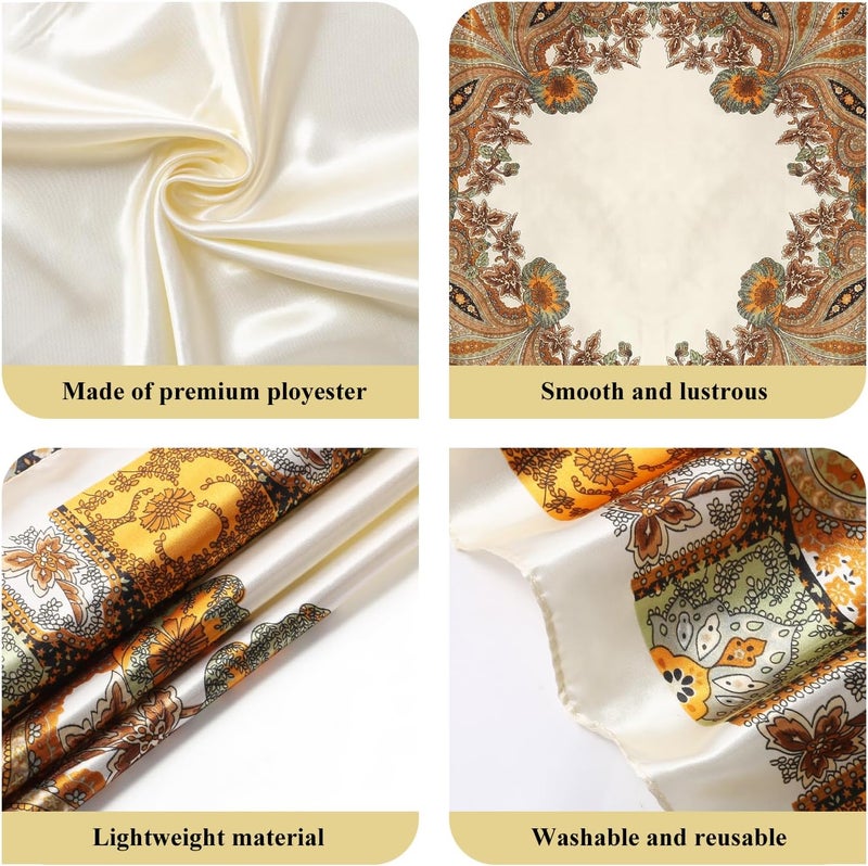 VBAEI 35” Large Square Satin Head Scarf - 1Pcs Satin Hair Scarf Silk Bandana Head Wraps For Women - Image 4